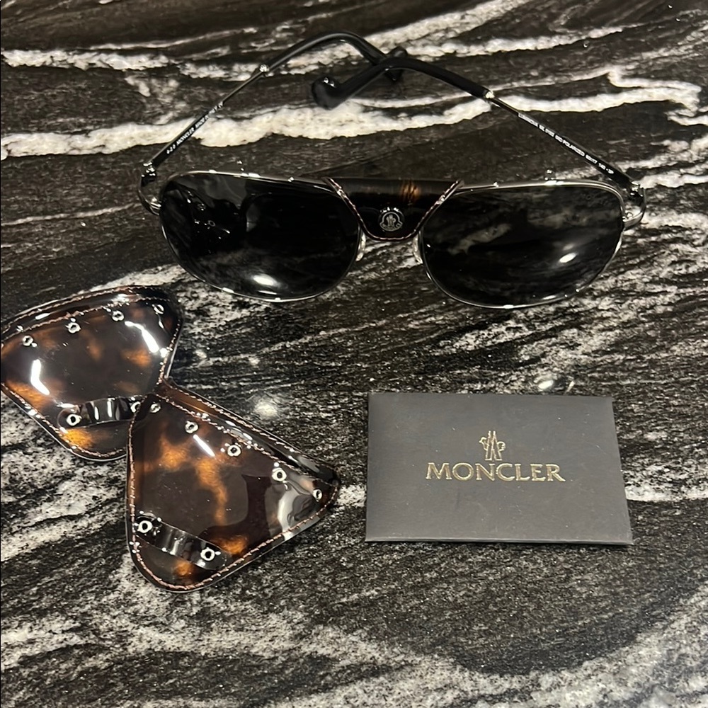 Moncler Black Sunglasses with Tortoise Shell Accents